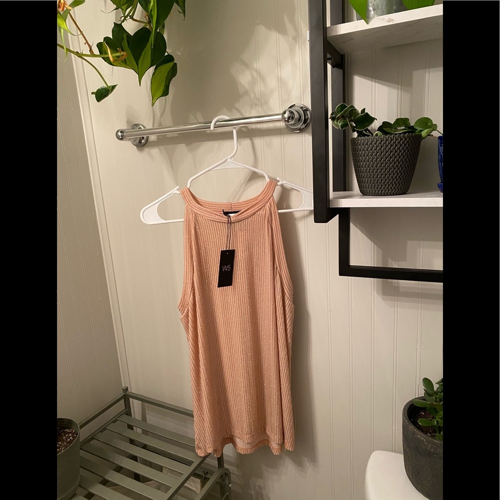 Pink and Gold striped W5 tanktop. XL new with tags